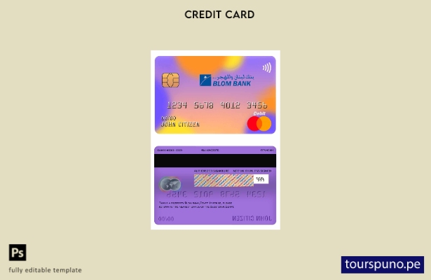 lista para imprimir plantilla de débito mastercard de Egypt Blom Bank